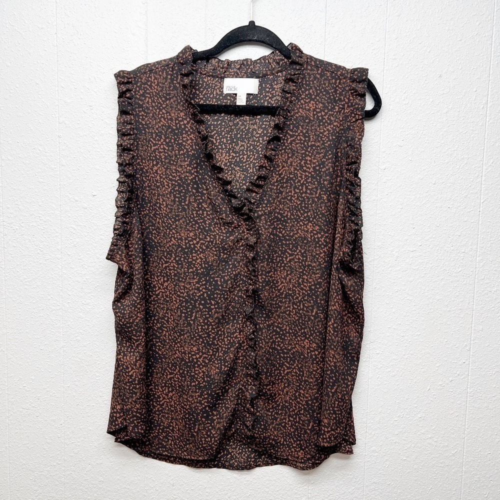 Nordstrom Sheer Speckled Ruffle Trim Top Womens 3X Lightweight Beachy Summer